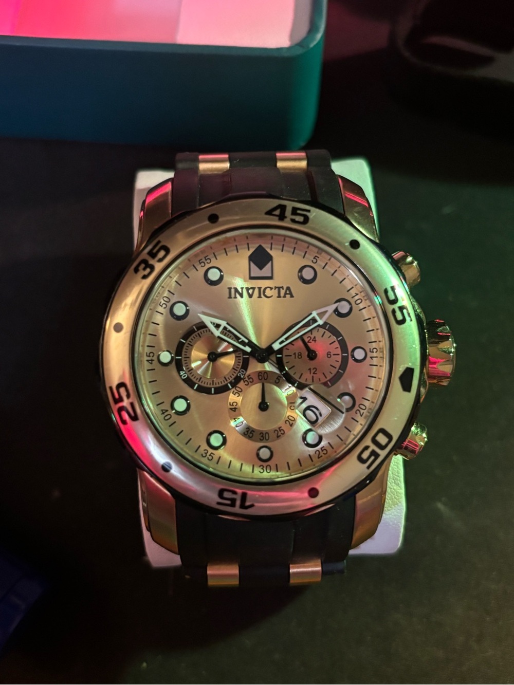 InvictaPro Diver Men’s Gold-Tone Chronograph - Gold/Black No Band